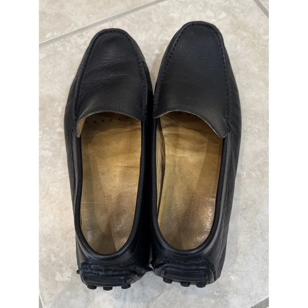 Stephan Bossi Black Leather Driving Moc Loafer Shoes Handmade Brazil size 10.5 M